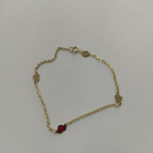 PULSERA ESPECIAL CON CORAZONES 14K 18 CM 1.4 GR (NUEVO)