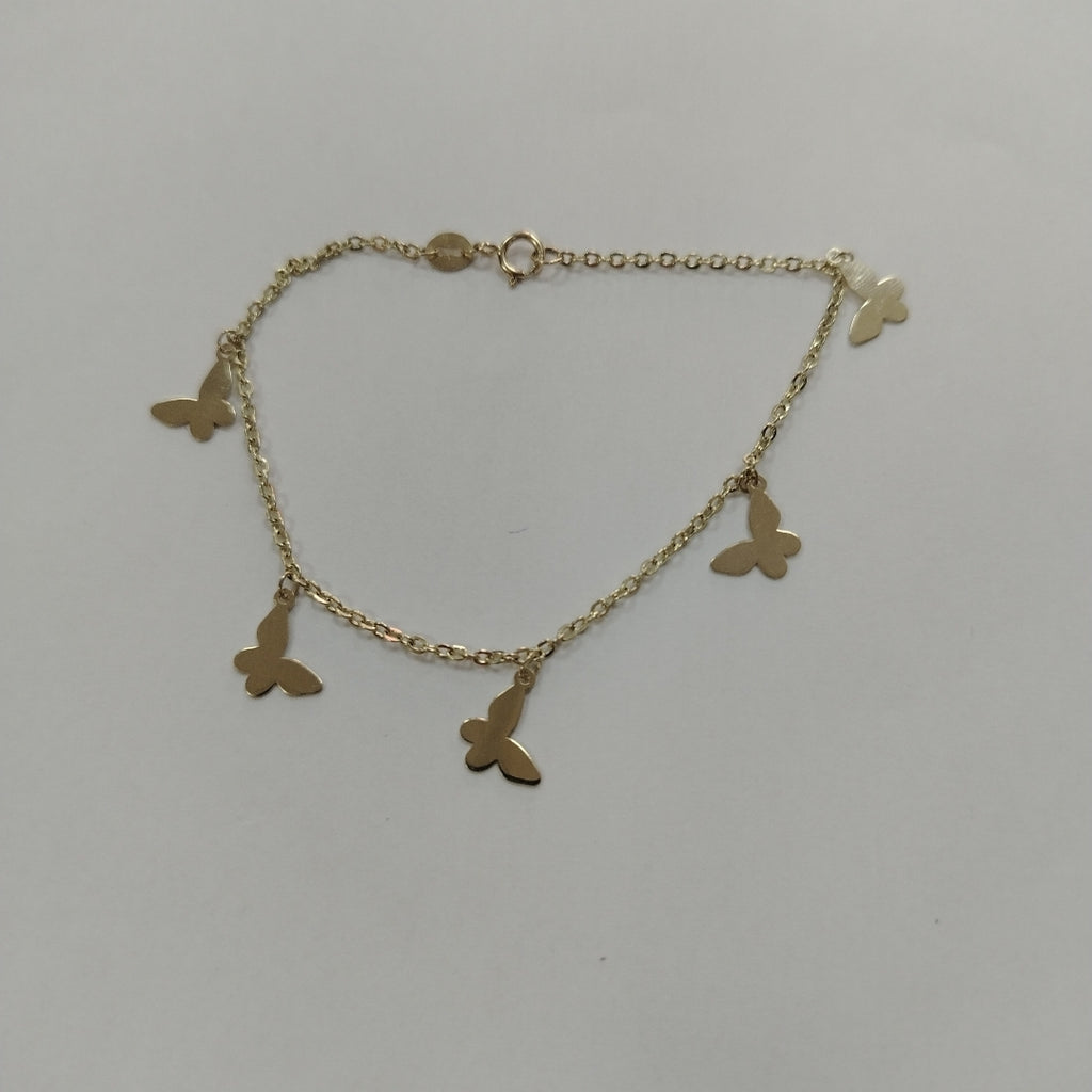 PULSERA ESPECIAL CON MARIPOSAS 14K 18 CM 2 GR (NUEVO)