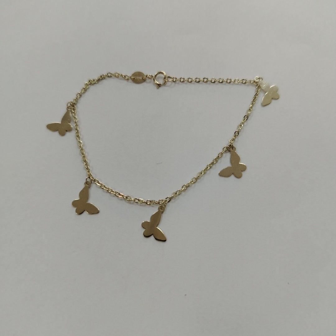 PULSERA ESPECIAL CON MARIPOSAS 14K 18 CM 2 GR (NUEVO)
