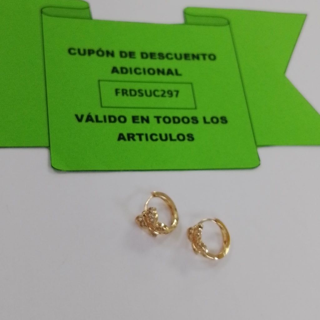 ARETES ARRACADAS CORAZON C CIRCONIAS 14K 1.8 GR (NUEVO)