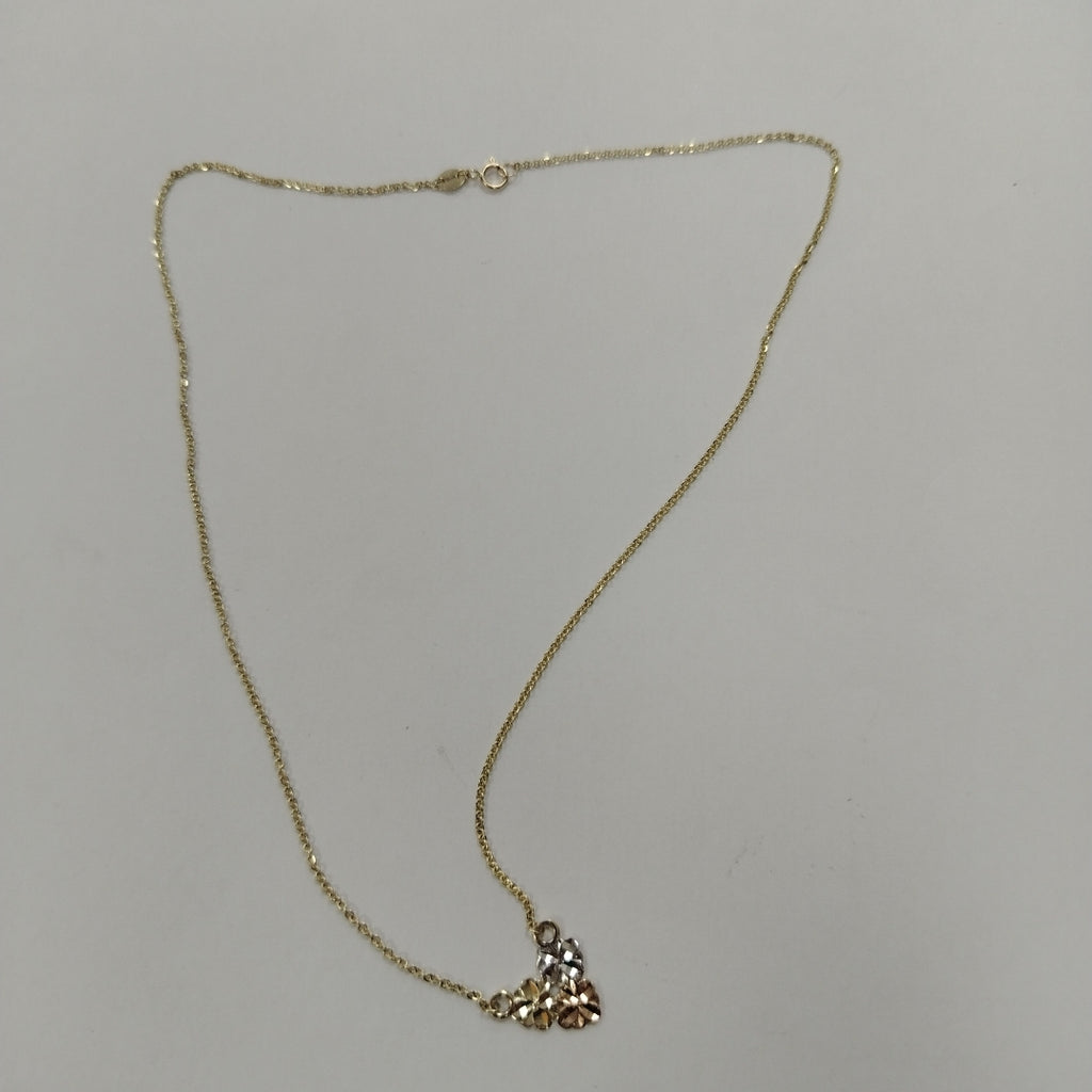 CADENA TEJIDO GARGANTILLA ESPECIAL C FLORES 14K 45 CM 3 GR (NUEVO)
