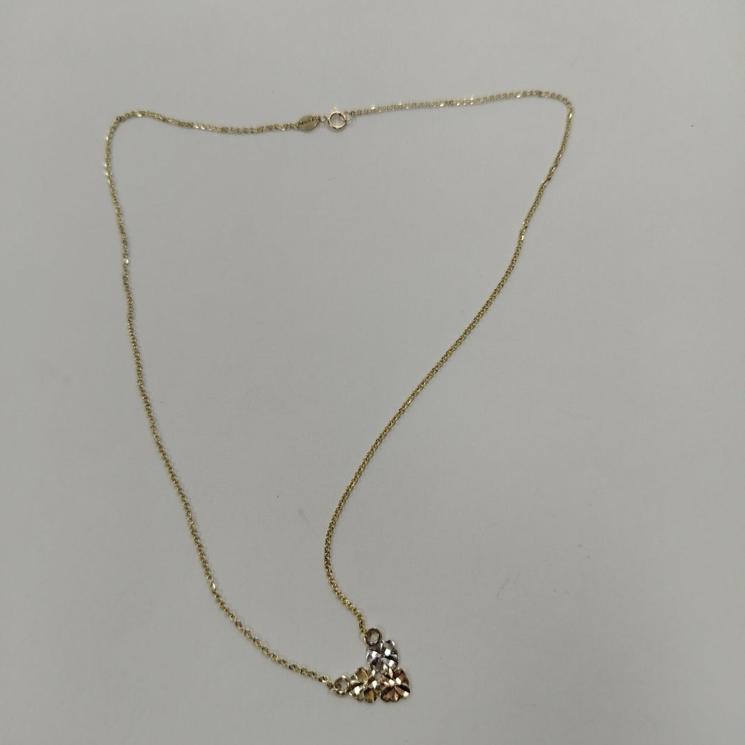 CADENA TEJIDO GARGANTILLA ESPECIAL C FLORES 14K 45 CM 3 GR (NUEVO)