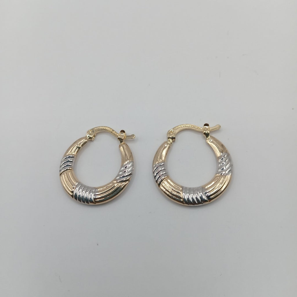 ARETES TEJIDO ARRACADAS COMBINADAS HUECAS 14K 2.1 GR (NUEVO)