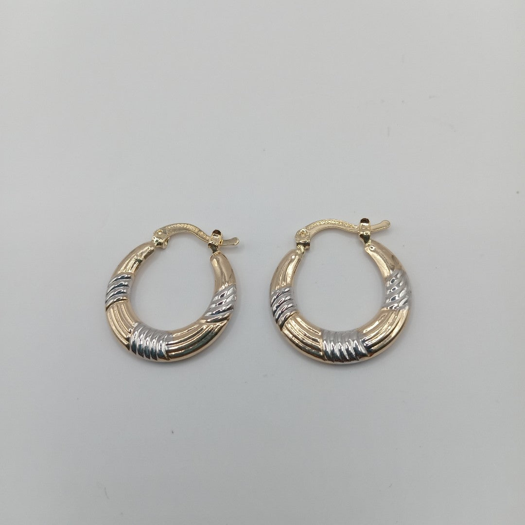 ARETES TEJIDO ARRACADAS COMBINADAS HUECAS 14K 2.1 GR (NUEVO)