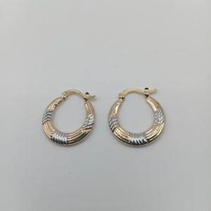 ARETES TEJIDO ARRACADAS COMBINADAS HUECAS 14K 2.1 GR (NUEVO)