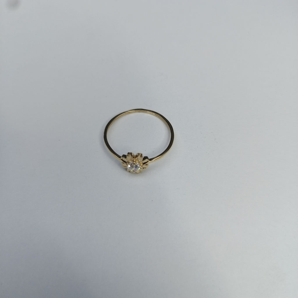 ANILLOS FLOR Y CIRCONIA 14K TALLA 8 1 GR (NUEVO)