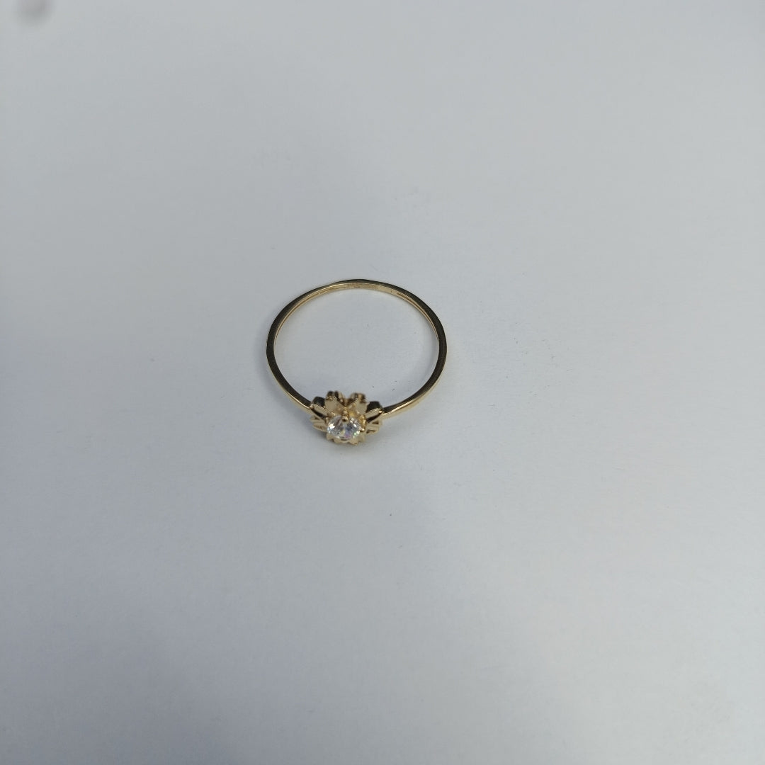 ANILLOS FLOR Y CIRCONIA 14K TALLA 8 1 GR (NUEVO)