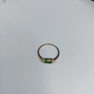 ANILLOS TEJIDO ANILLITO C CIRCONIAS Y PIEDRA VERDE 14K 7 1.1 GR (NUEVO)