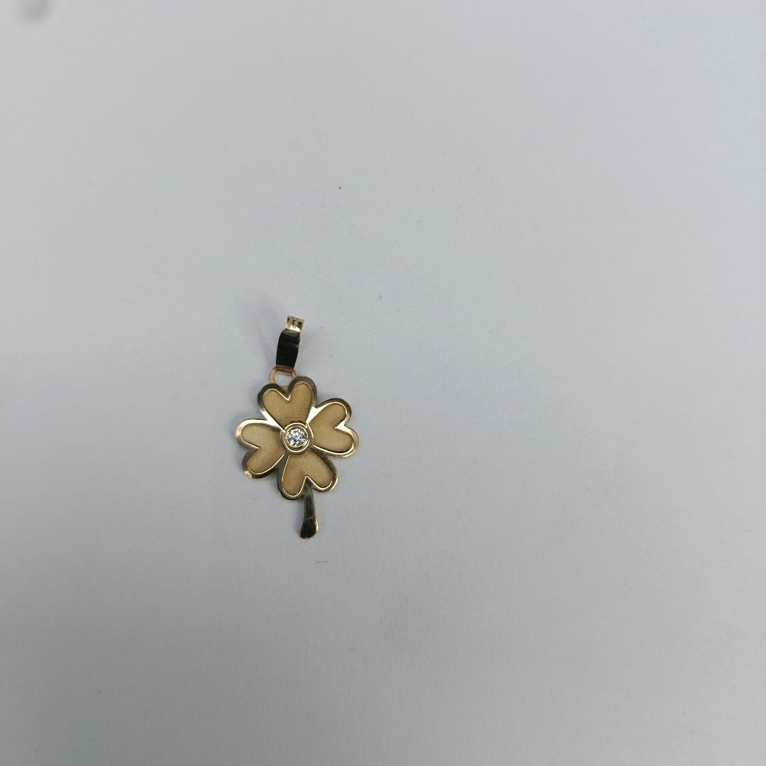 DIJE FIG TREBOL C CIRCONIA 14K 0.8 GR (NUEVO)