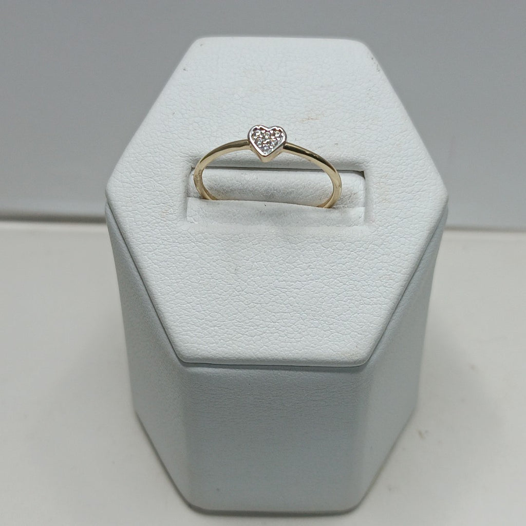 ANILLO ANILLITO CORAZON C CIRCONIA 14K 7 TALLA 0.9 GR (NUEVO)