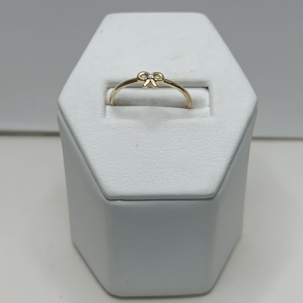 ANILLO ANILLITO FIG MOÑO C CIRCONIAS 14K 7 TALLA 0.9 GR (NUEVO)