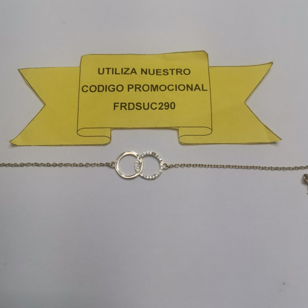PULSERA TEJIDO ESPECIAL FIG AROS UNIDOS C CIRCS 14K 18 CM 2.1 GR (NUEVO)