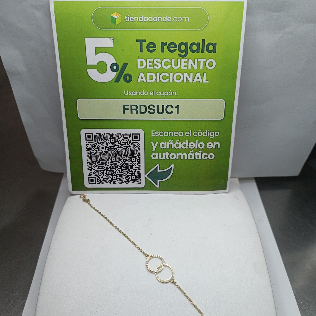PULSERA TEJIDO ESPECIAL FIG AROS UNIDOS C CIRCS 14K 18 CM 2.1 GR (NUEVO)