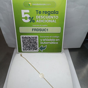 PULSERA TEJIDO ESPECIAL CON MANDALA 14K 18 CM 1.3 GR (NUEVO)