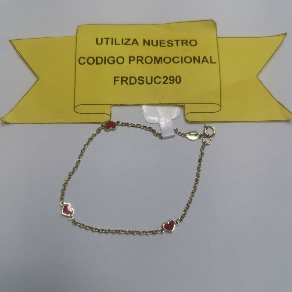 PULSERA ESPECIAL CON CORAZONES 14K 18 CM 1.3 GR (NUEVO)
