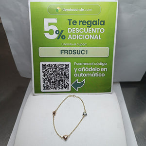 PULSERA ESP CON CORAZONES COMBINADOS 14K 18 CM 1.6 GR (NUEVO)