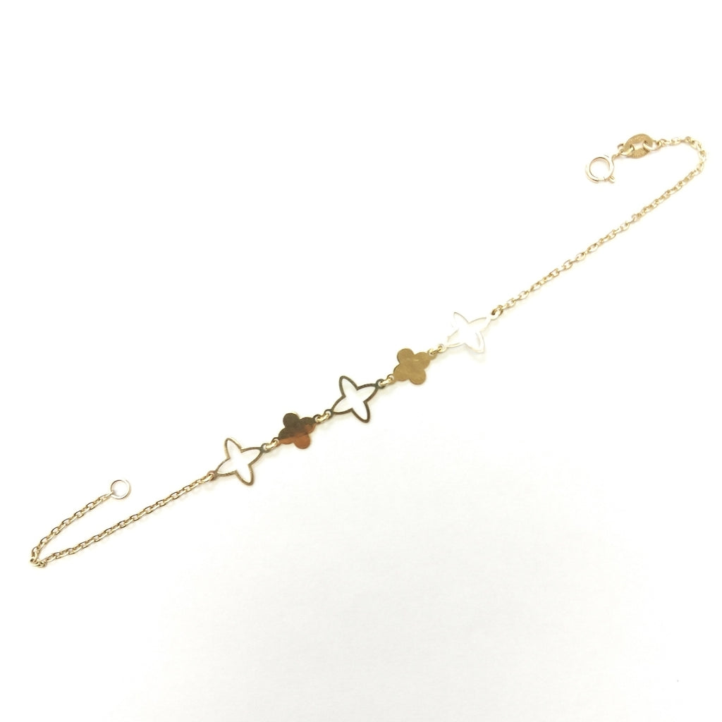 PULSERA TEJIDO ESP CON TREBOL 14K 18 CM 1.6 GR (NUEVO)