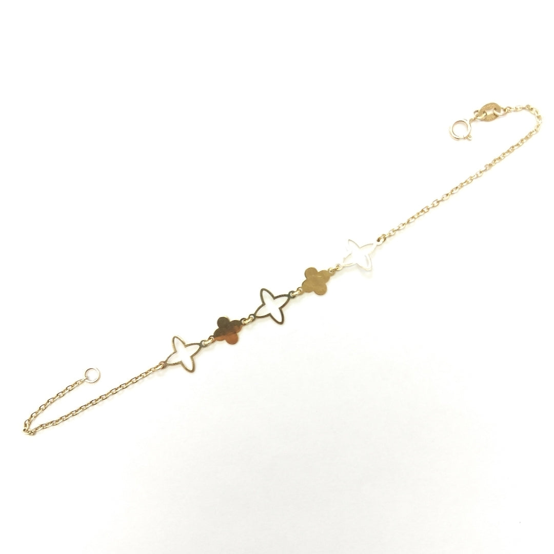 PULSERA TEJIDO ESP CON TREBOL 14K 18 CM 1.6 GR (NUEVO)