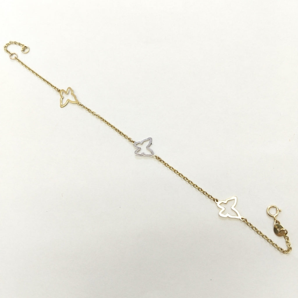 PULSERA ESPECIAL C MARIPOSAS 14K 18 CM 1.7 GR (NUEVO)