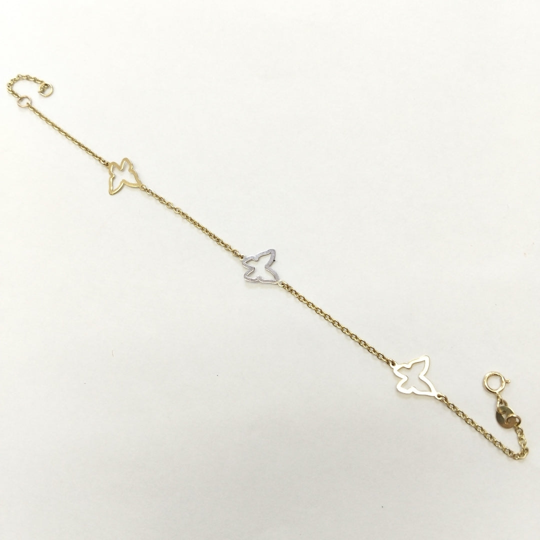 PULSERA ESPECIAL C MARIPOSAS 14K 18 CM 1.7 GR (NUEVO)