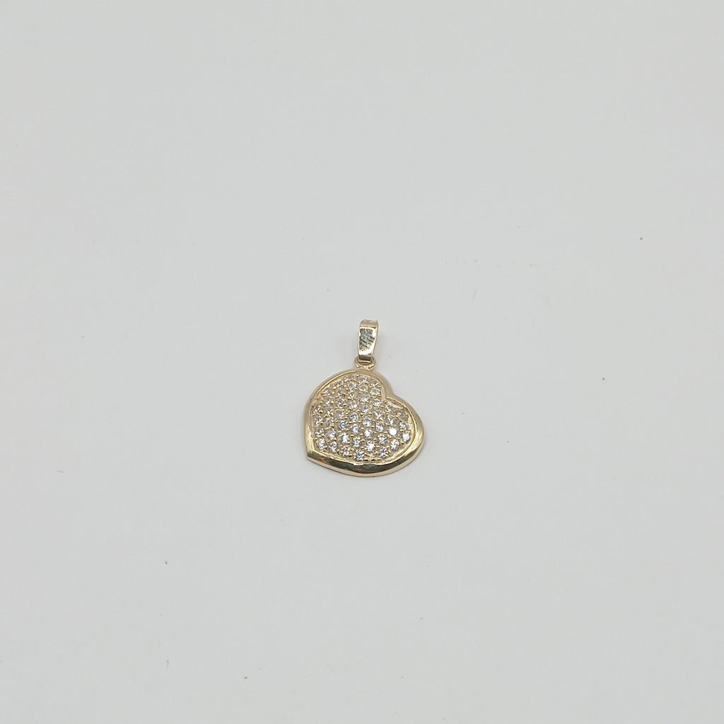 DIJE TEJIDO CORAZON CON CIRCONIAS 14K 1.8 GR (NUEVO)