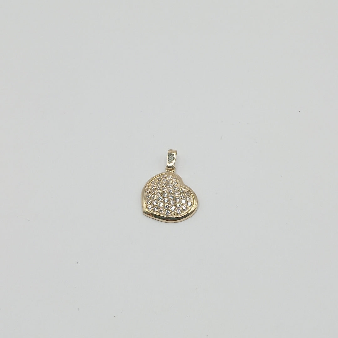 DIJE TEJIDO CORAZON CON CIRCONIAS 14K 1.8 GR (NUEVO)