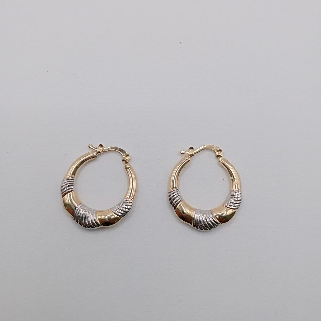 ARETES ARRACADAS HUECAS COMBINADAS 14K 2.6 GR (NUEVO)