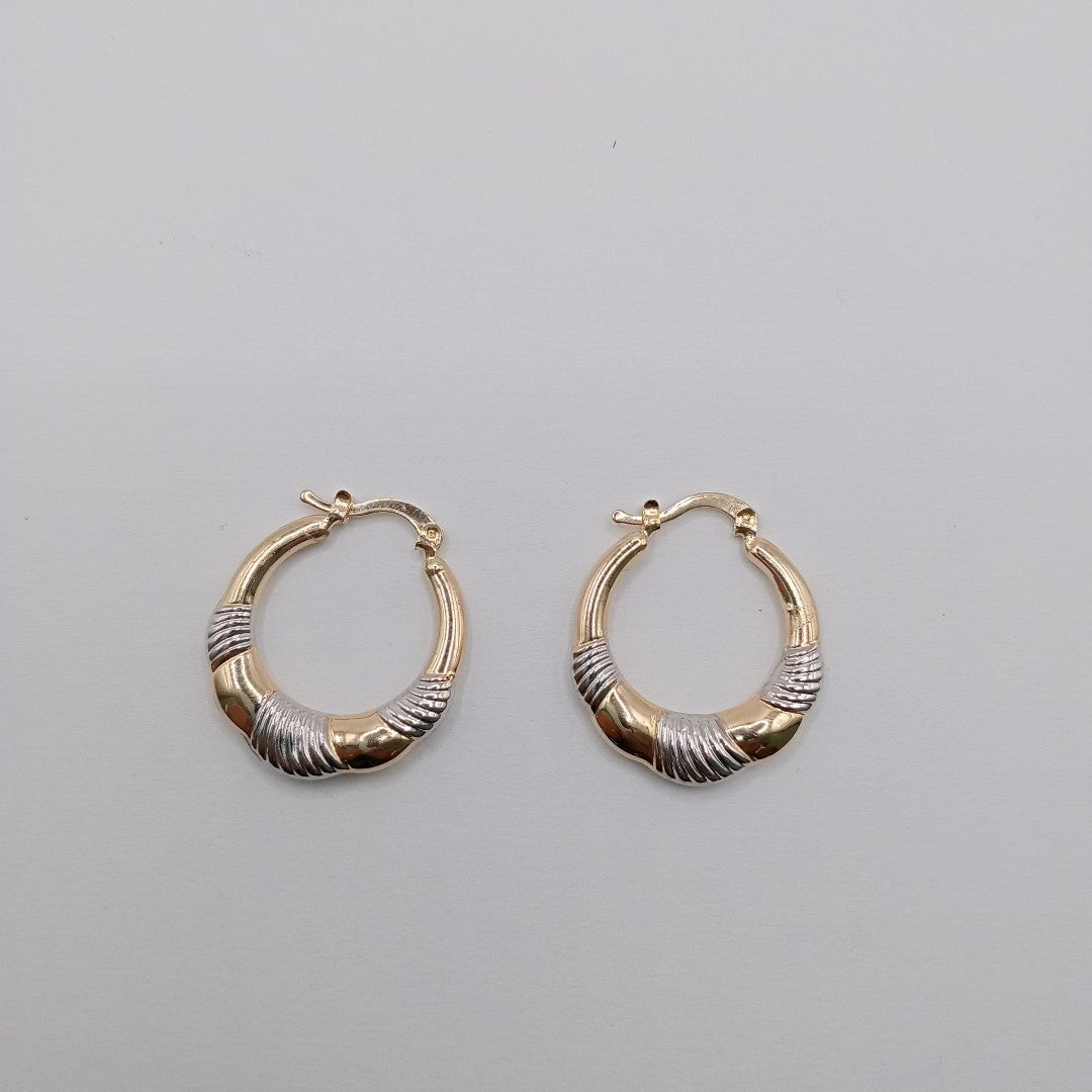 ARETES ARRACADAS HUECAS COMBINADAS 14K 2.6 GR (NUEVO)