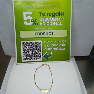 PULSERA TEJIDO ESPECIAL CON DOS CORAZONES 14K 18 CM 1.7 GR (NUEVO)