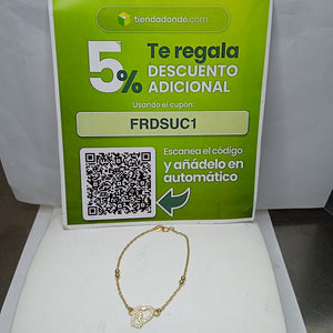 PULSERA TEJIDO ESPECIAL CORAZONES CON CIRCONIAS 14K 18 CM 2.4 GR (NUEVO)