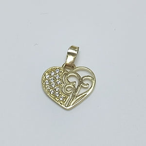 DIJE TEJIDO CORAZON CON CIRCONIAS Y ARBOL DE LA VIDA 14K 0.9 GR (NUEVO)