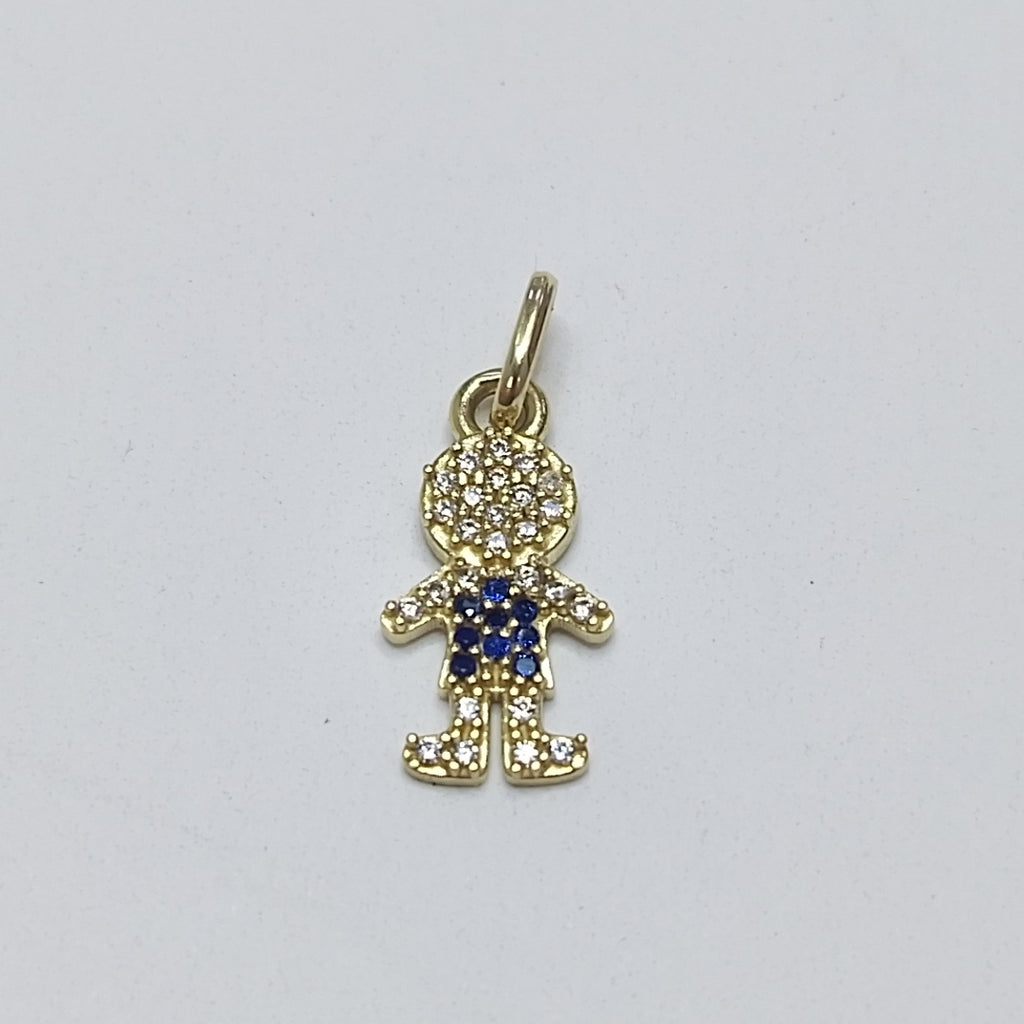 DIJE NIÑO CON CIRCONIAS Y PIEDRAS DE COLOR 10K 0.8 GR (NUEVO)