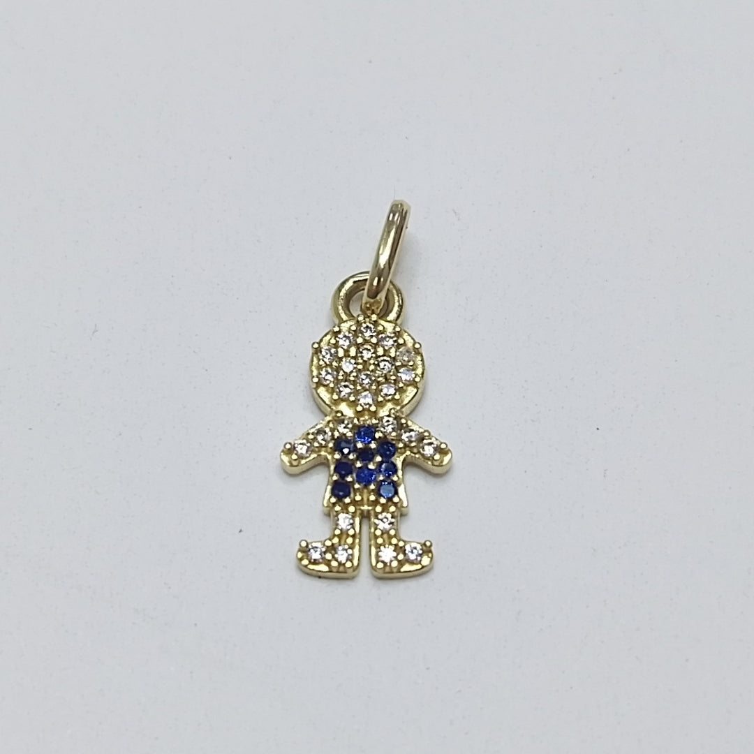 DIJE NIÑO CON CIRCONIAS Y PIEDRAS DE COLOR 10K 0.8 GR (NUEVO)