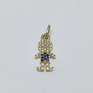 DIJE NIÑO CON CIRCONIAS Y PIEDRAS DE COLOR 10K 0.8 GR (NUEVO)