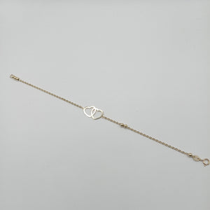 PULSERA TEJIDO ESPECIAL C CORAZONES 14K 18 CM 1.7 GR (NUEVO)