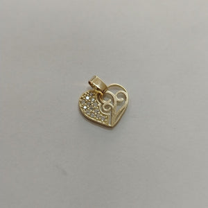DIJE TEJIDO CORAZON CON CIRCONIAS Y ARBOL DE LA VIDA 14K 0.9 GR (NUEVO)