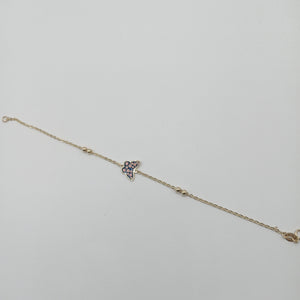 PULSERA TEJIDO ESPECIAL MARIPOSA CON ESMALTE 14K 18 CM 1.8 GR (NUEVO)