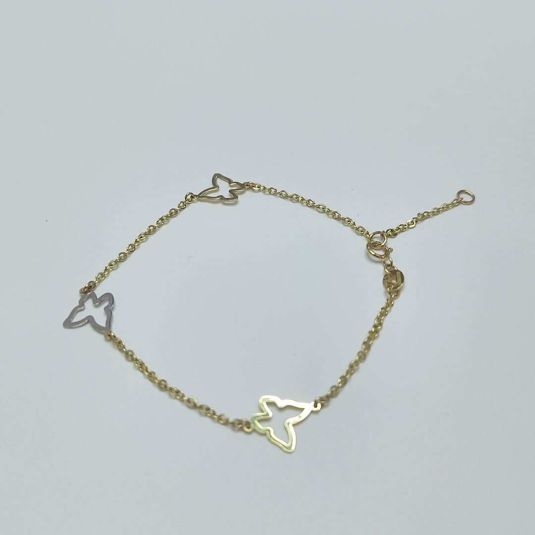 PULSERA ESPECIAL C MARIPOSAS 14K 18 CM 1.7 GR (NUEVO)