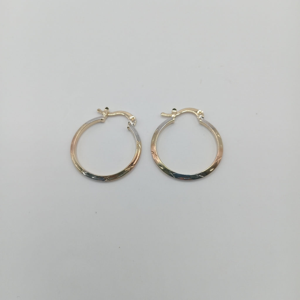 ARETES TEJIDO ARRACADAS BISELADAS COMBINADAS 14K 1.4 GR (NUEVO)
