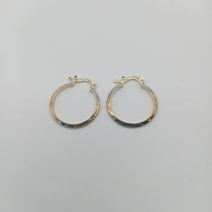 ARETES TEJIDO ARRACADAS BISELADAS COMBINADAS 14K 1.4 GR (NUEVO)