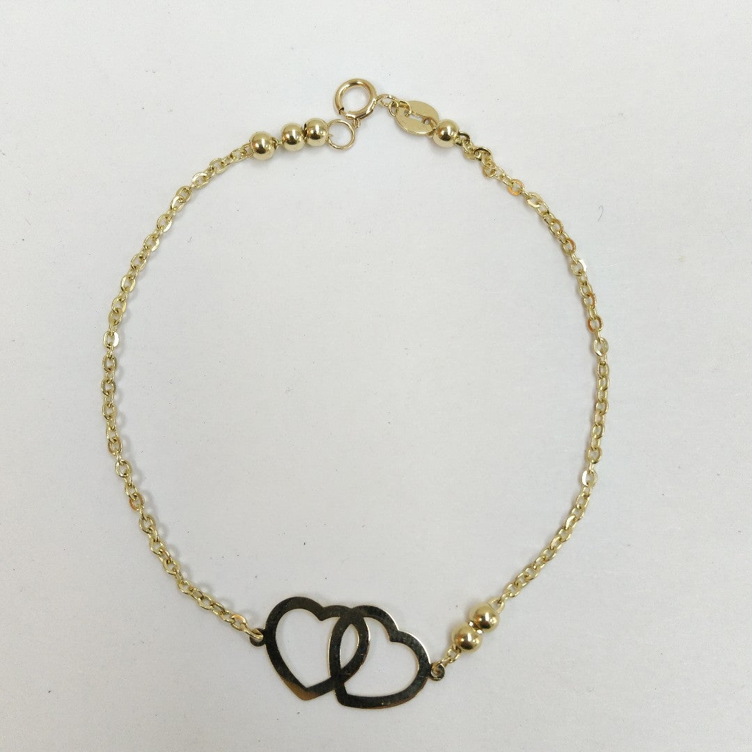 PULSERA TEJIDO ESPECIAL C CORAZONES 14K 18 CM 1.6 GR (NUEVO)