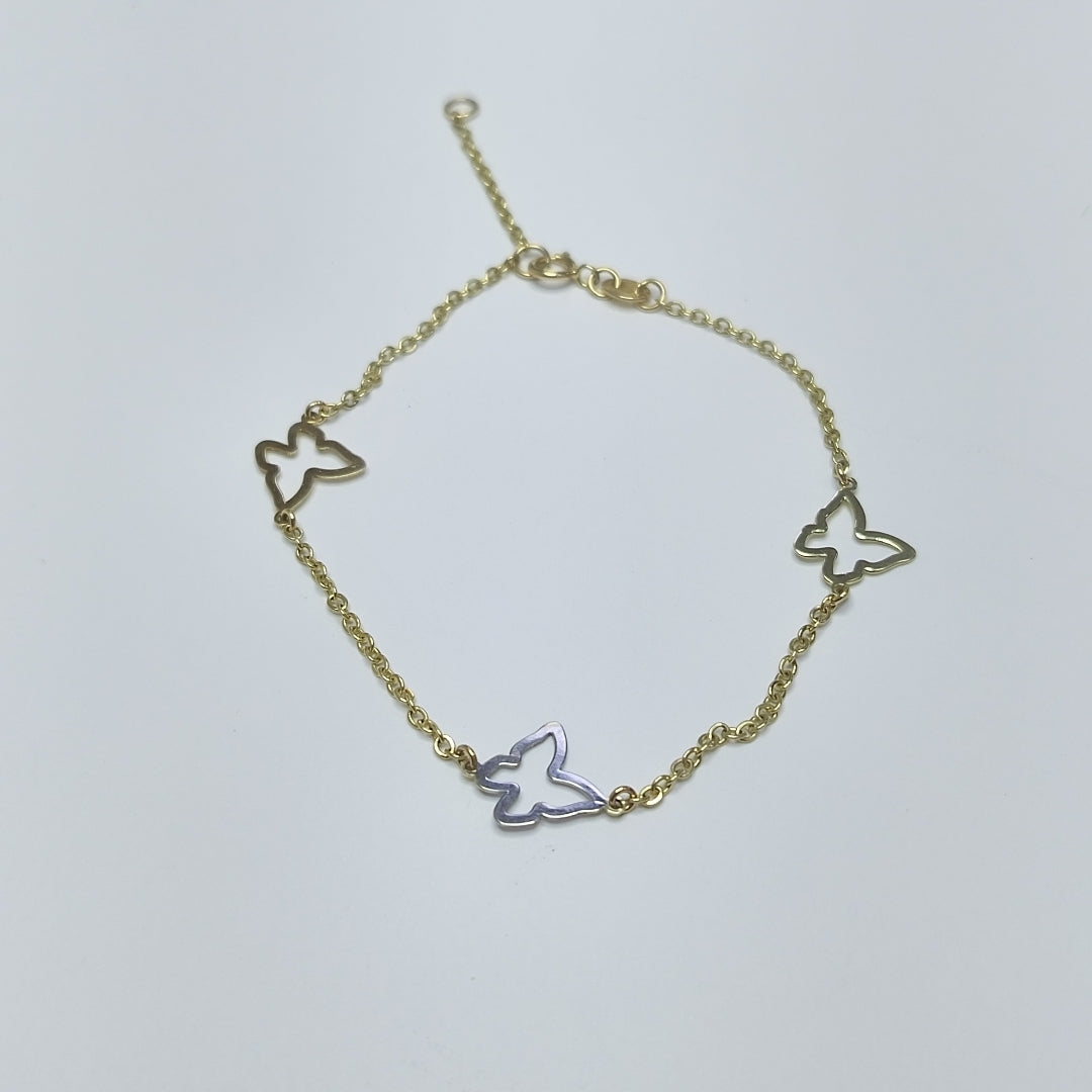 PULSERA ESPECIAL C MARIPOSAS 14K 18 CM 1.7 GR (NUEVO)