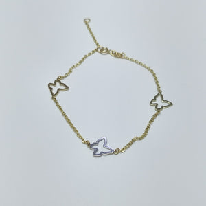 PULSERA ESPECIAL C MARIPOSAS 14K 18 CM 1.7 GR (NUEVO)