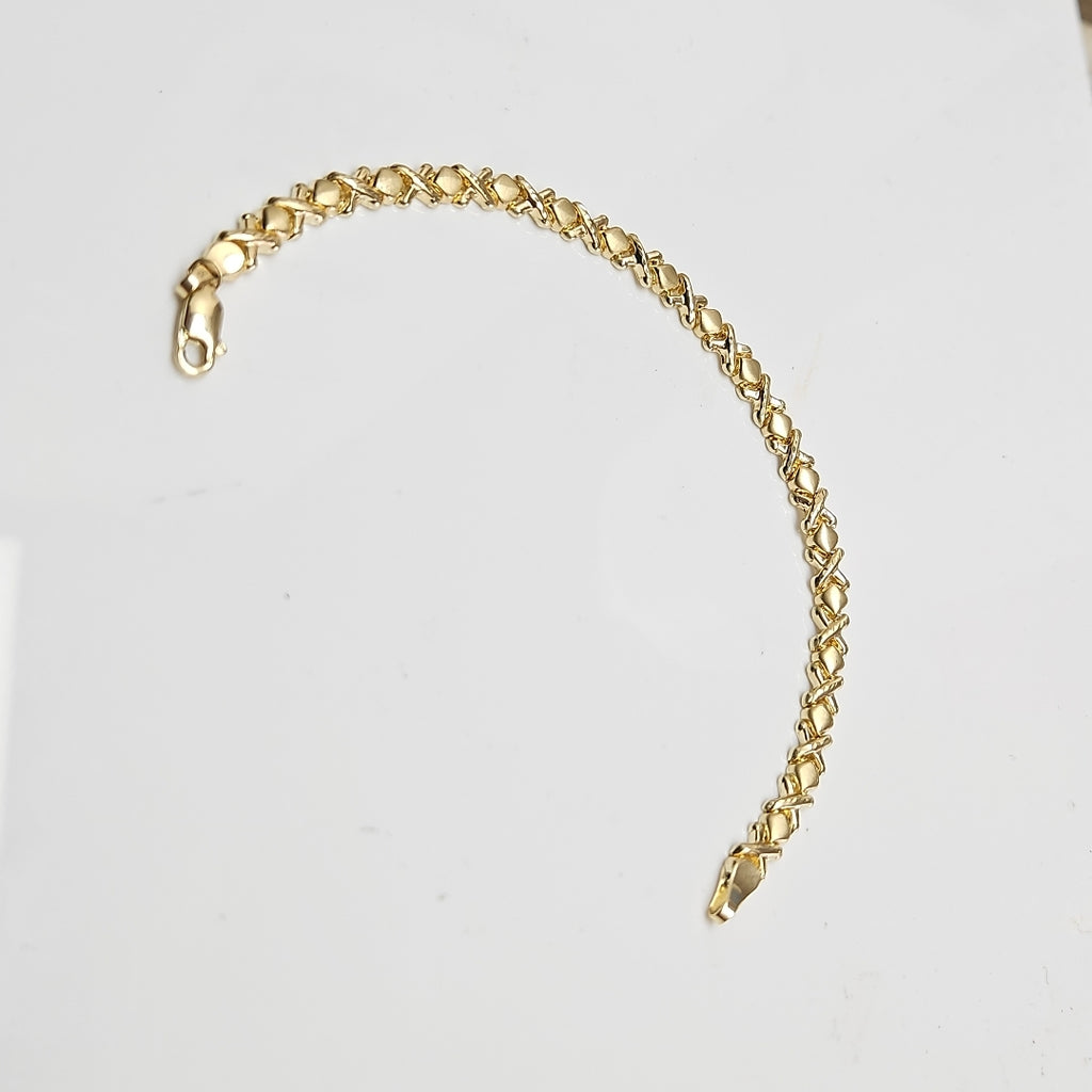 PULSERA ESPECIAL XOXO 14K 18 CM 6.1 GR (NUEVO)