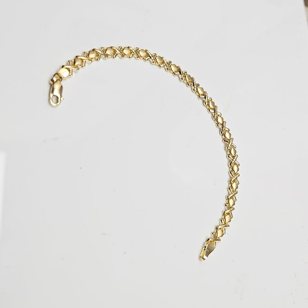 PULSERA ESPECIAL XOXO 14K 18 CM 6.1 GR (NUEVO)