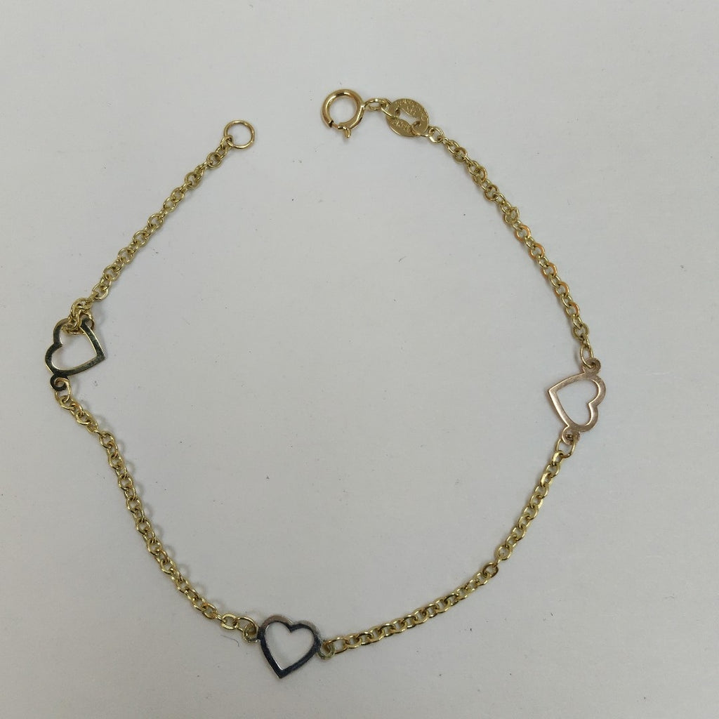 PULSERA ESPECIAL CON CORAZONES 14K 18 CM 1.3 GR (NUEVO)