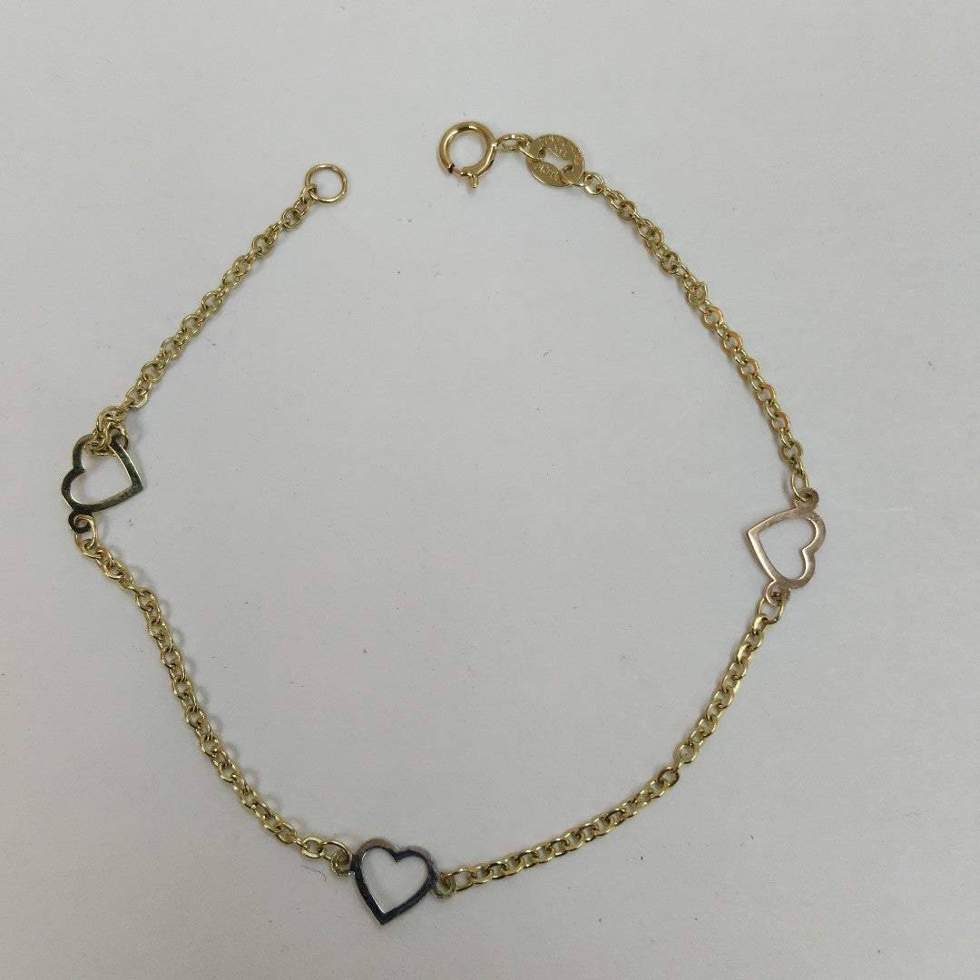 PULSERA ESPECIAL CON CORAZONES 14K 18 CM 1.3 GR (NUEVO)