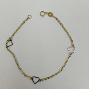 PULSERA ESPECIAL CON CORAZONES 14K 18 CM 1.3 GR (NUEVO)