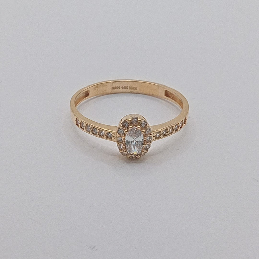 ANILLO ANILLITO C CIRCONIAS 14K 8.5 TALLA 1.8 GR (NUEVO)