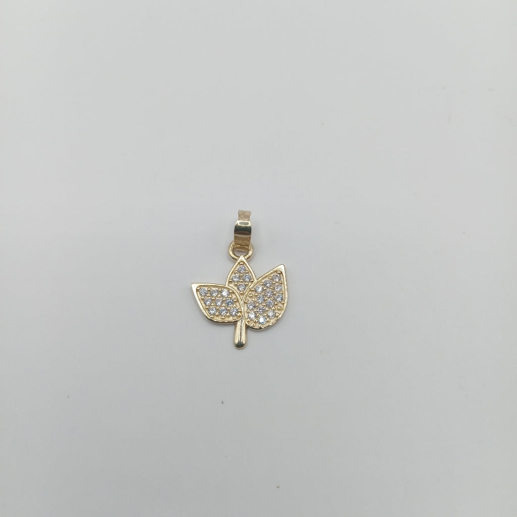 DIJE TEJIDO HOJAS CON CIRCONIAS 14K 1 GR (NUEVO)